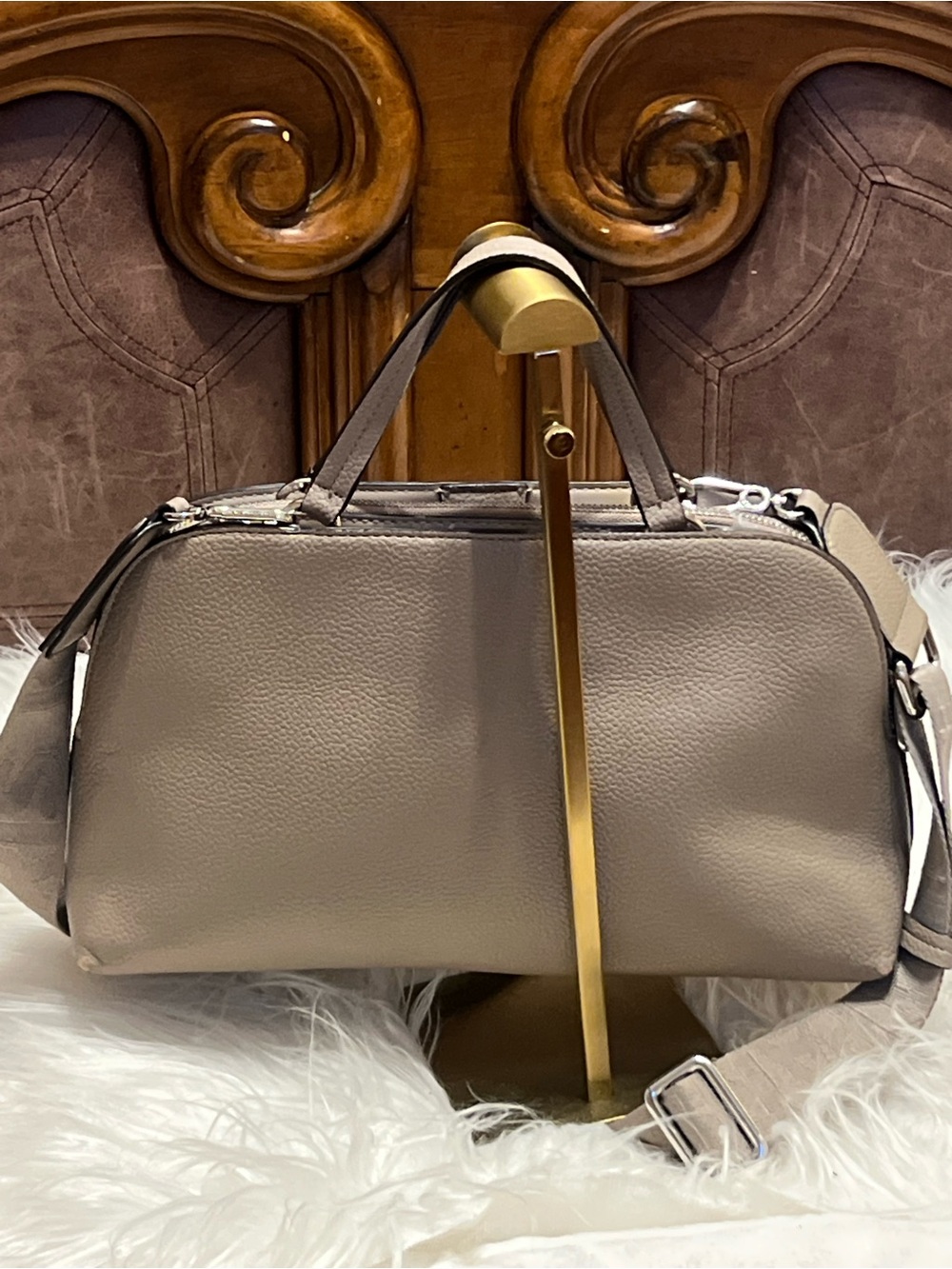 Karl Lagerfeld taupe satchel with playful decals - Picture 8 of 15